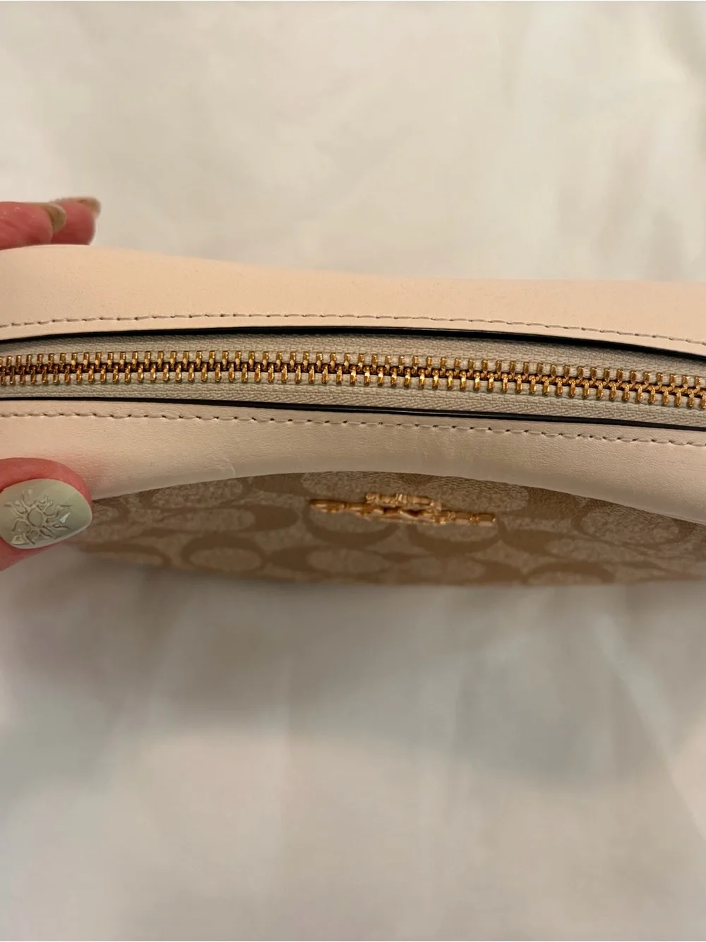 Coach Tan Signature Canvas Crossbody with Cream Trim